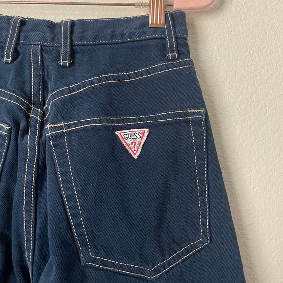 Vintage Guess Jeans Womens Size 26 Blue Denim Button Fly High Rise 90s Y2K Retro - Picture 7 of 13
